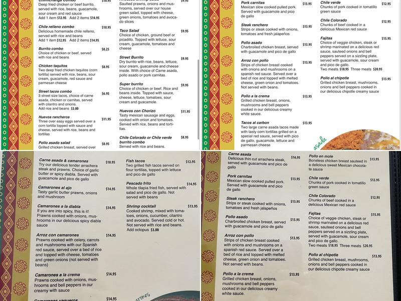 El Toro Mexican Restaurant & Bar Menu