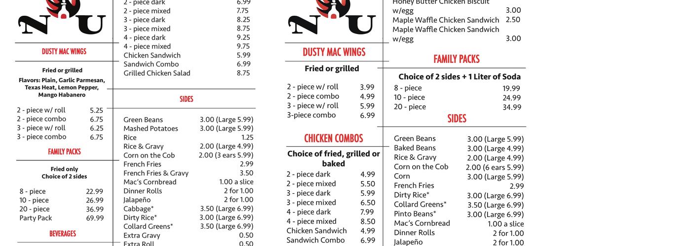 Mac-Chicken Menu