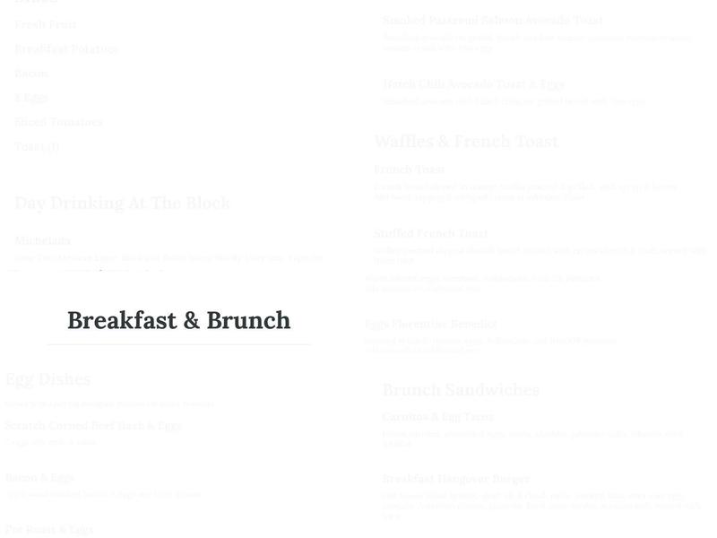 The Block & Bottle Menu