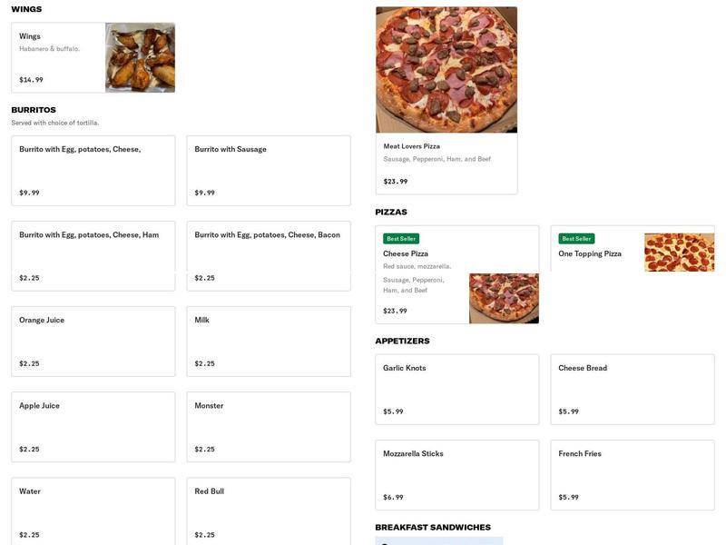 Pizza Express Menu