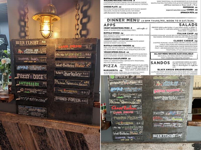 Gilman Brewing Santa Cruz Taproom Brewpub Gastropub Restaurant Menu