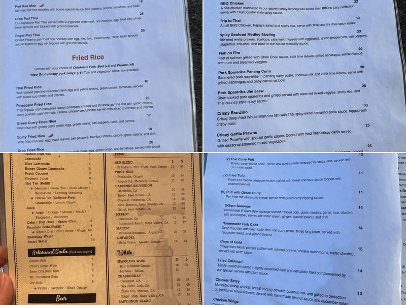 Chuan Chim Thai Cuisine Menu