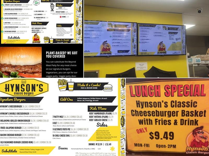 Hynson's Classic Burgers Menu