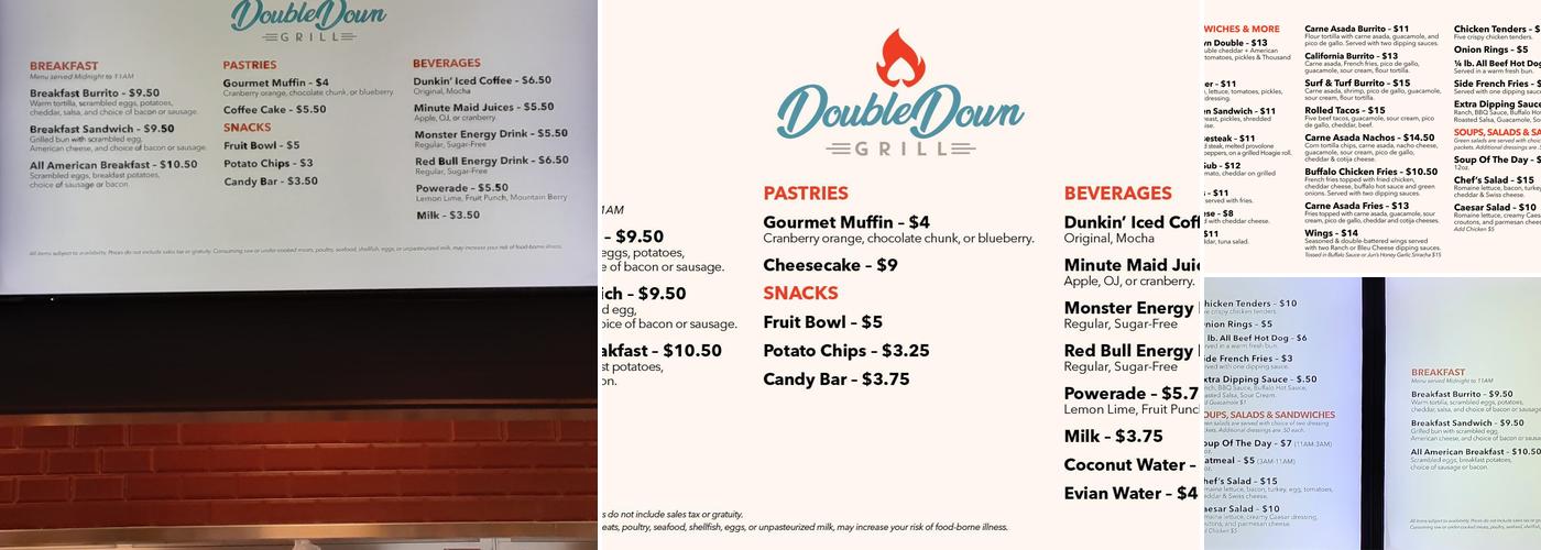 Double Down Grill Menu