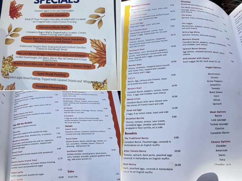 Sol Cafe Menu