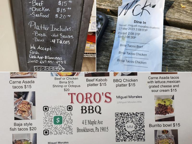 Toro's BBQ Menu