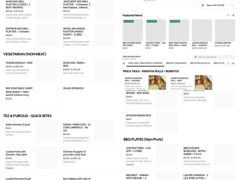 Karachi Food Company Menu