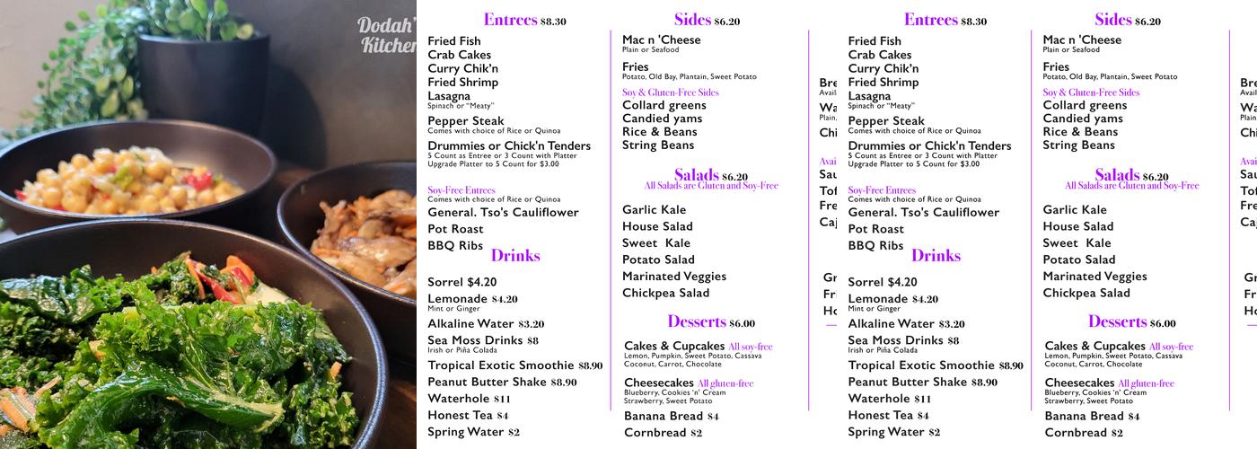 Dodah's Kitchen Menu