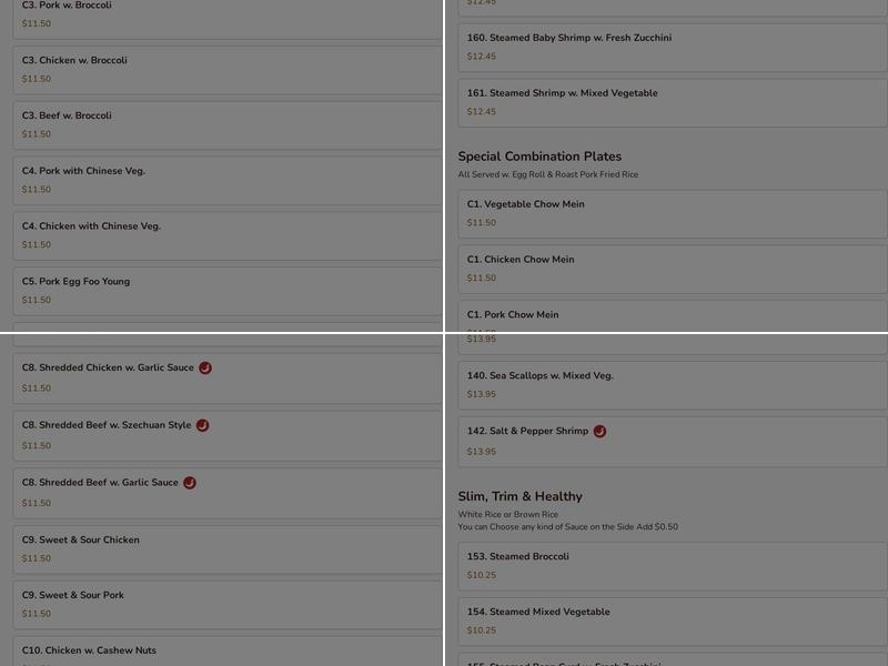 Chinese Food (Hot Wok) Menu