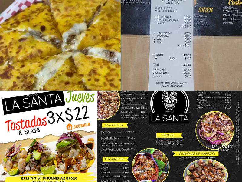 TACOS Y MARISCOS LA SANTA Menu