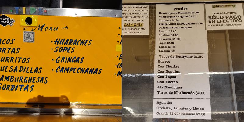 Taqueria Estrella Menu