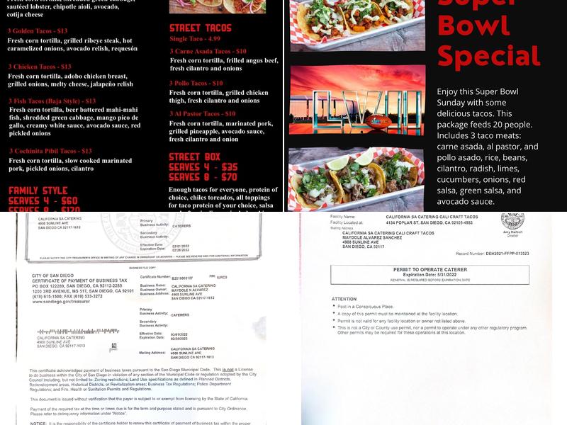 Cali Craft Tacos Menu