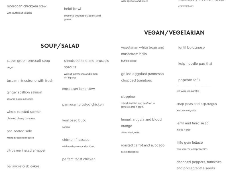 HEIDI COOKS Menu