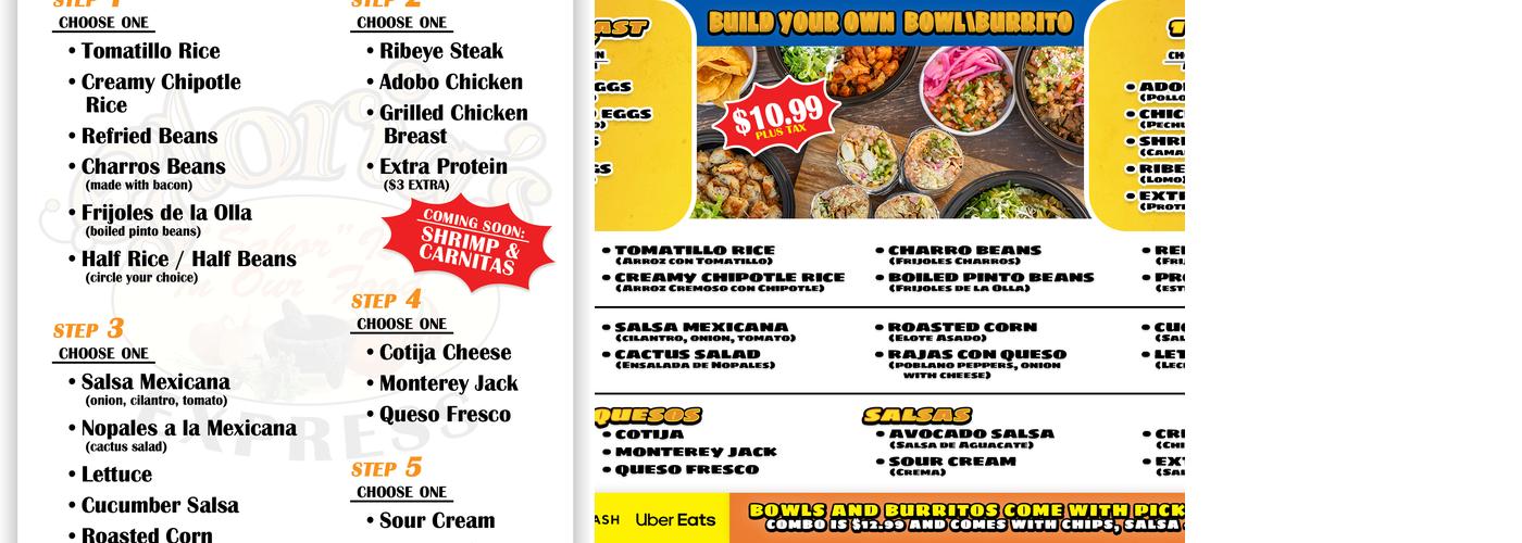 Gloria's Express Menu