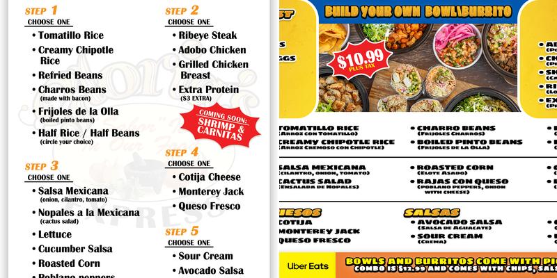 Gloria's Express Menu