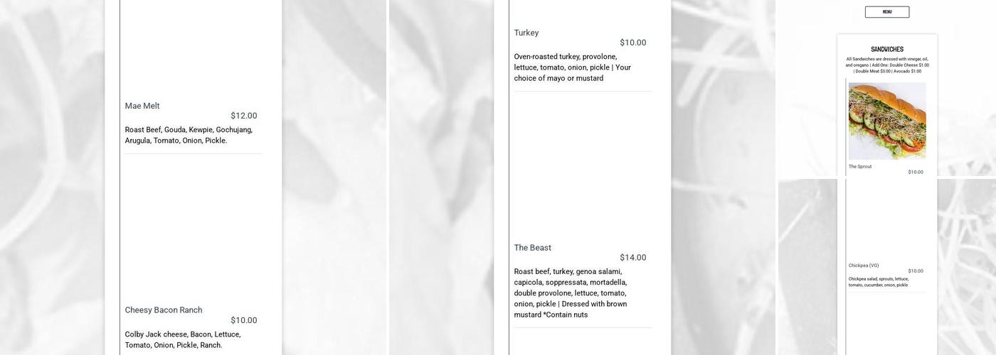 The Wicked Wich Menu