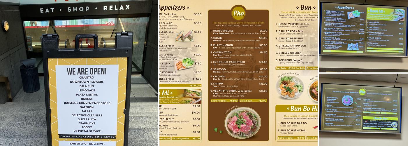 Downtown LA Pho Menu