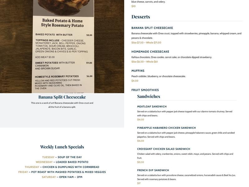 The Potato Shack Menu