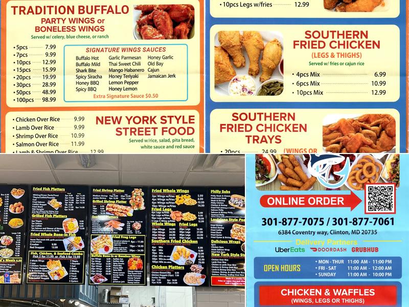 Shark's Fish & Chicken Menu