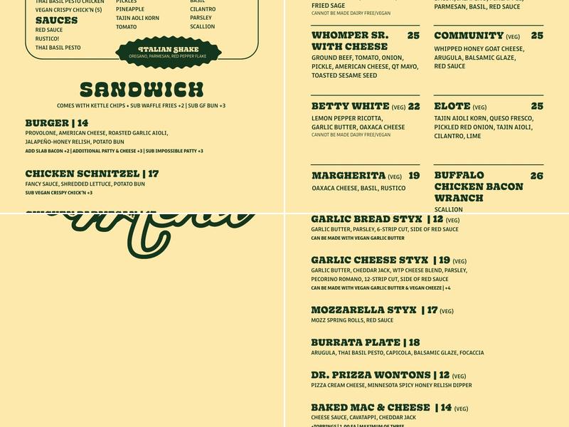 Wrecktangle Pizza Menu