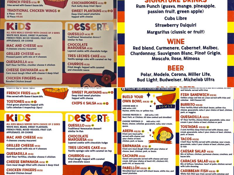 Abuela's Kitchen Menu