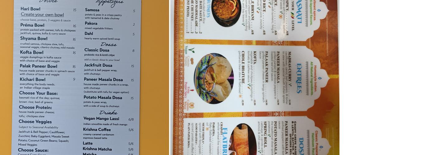Krishna Kitchen Menu