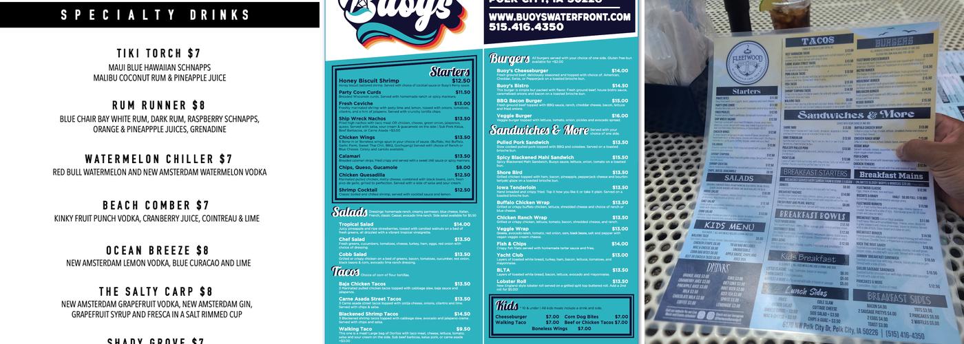 Buoy’s Waterfront Bar & Grill Menu