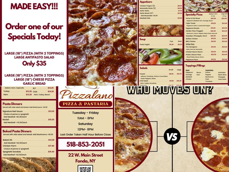 Pizzalano Menu