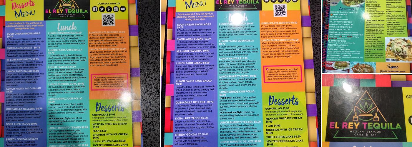 El Rey Tequila Menu