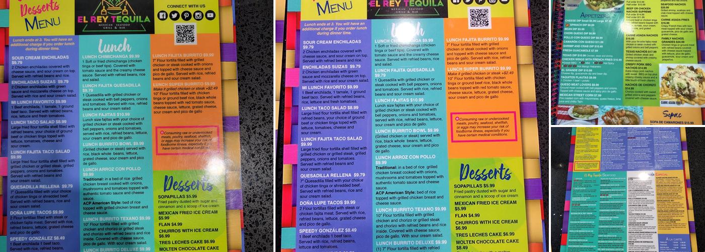 El Rey Tequila Menu