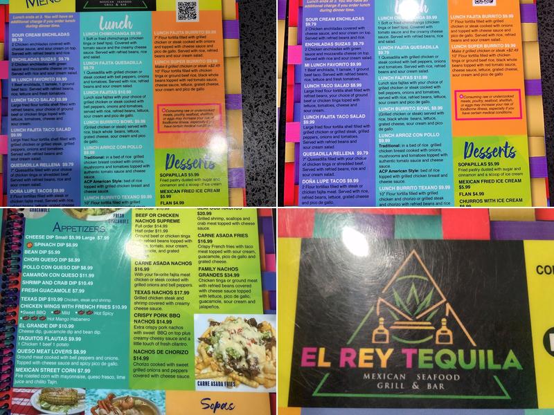 El Rey Tequila Menu