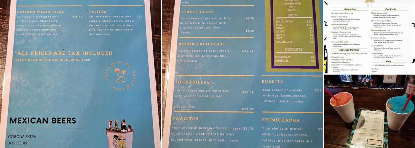 Tropical Liqueurs Menu