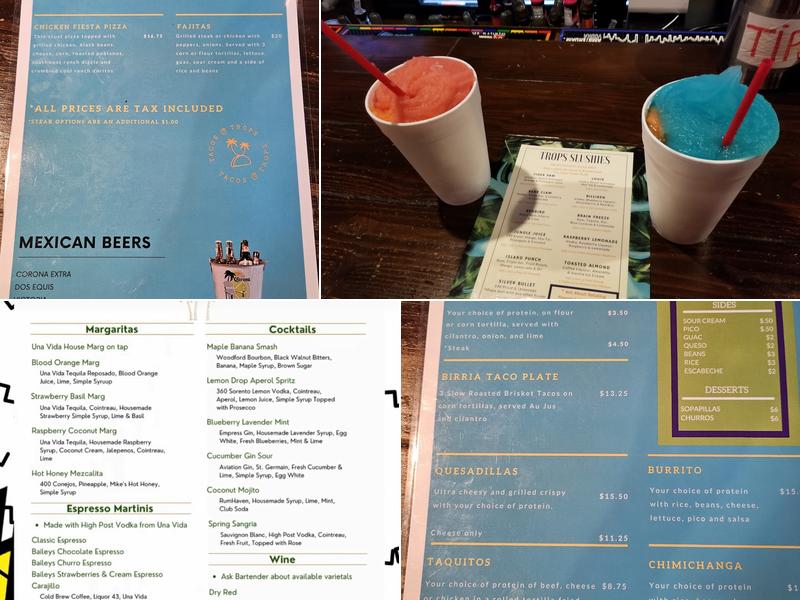 Tropical Liqueurs Menu