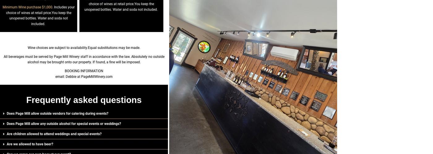 Page Mill Winery Menu