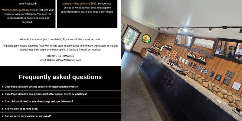 Page Mill Winery Menu