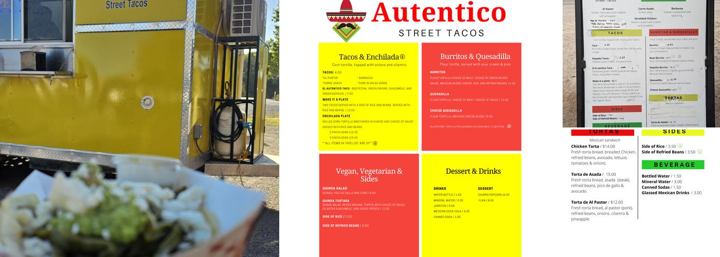 Autentico Street Tacos Menu