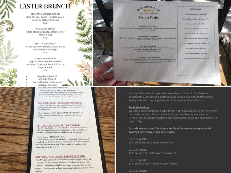 Solitary Cellars Wine Company Menu