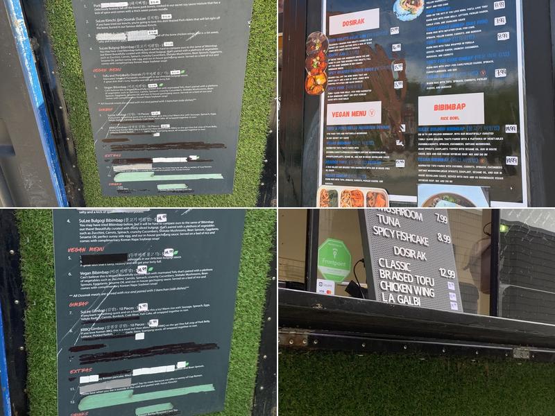 SuLee Dosirak Menu