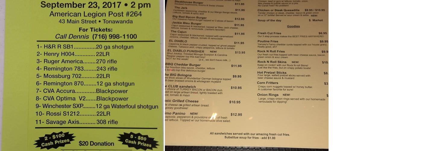 American Legion Post 264 Menu