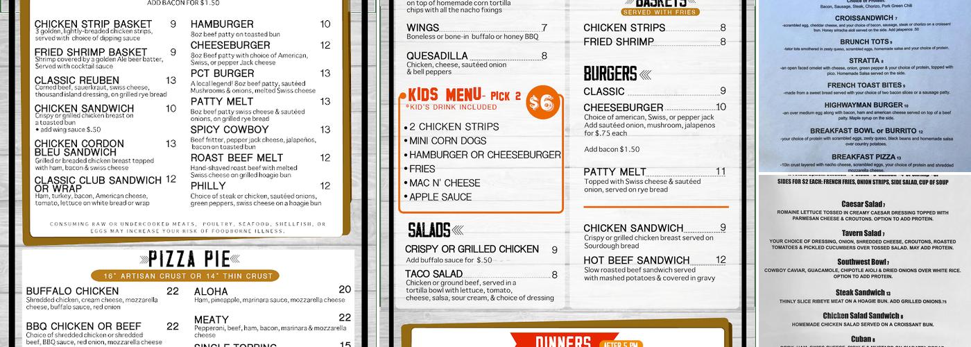 Three 21 Tavern Menu