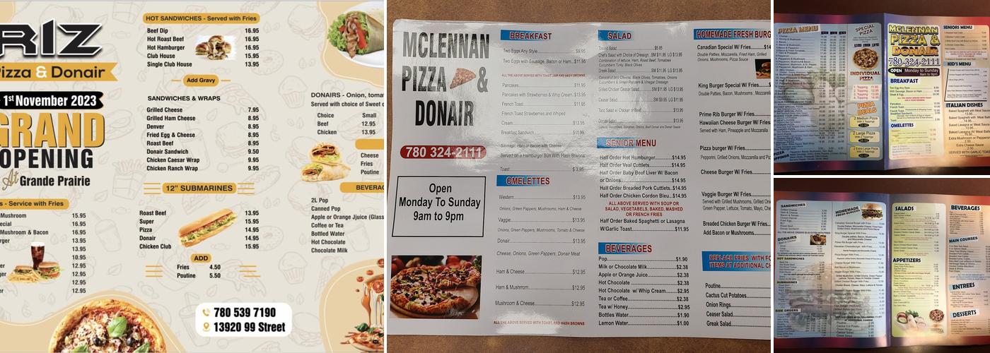 Mclennan Pizza And Donair Menu
