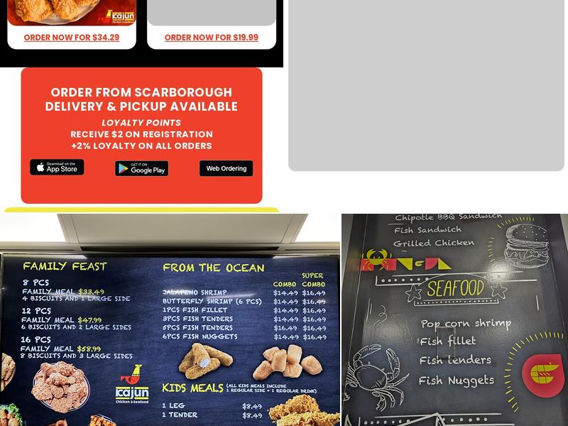 Kajun Chicken & Seafood Menu