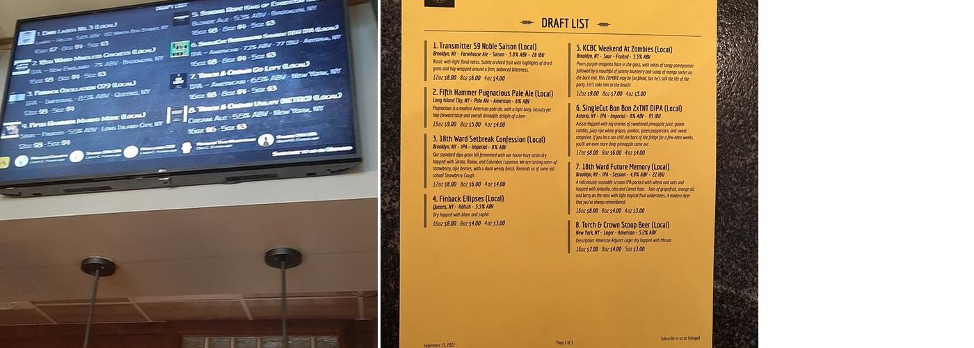 Nemo's Beer Shop Menu