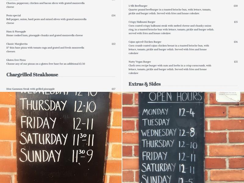 Black Horse lnn Menu