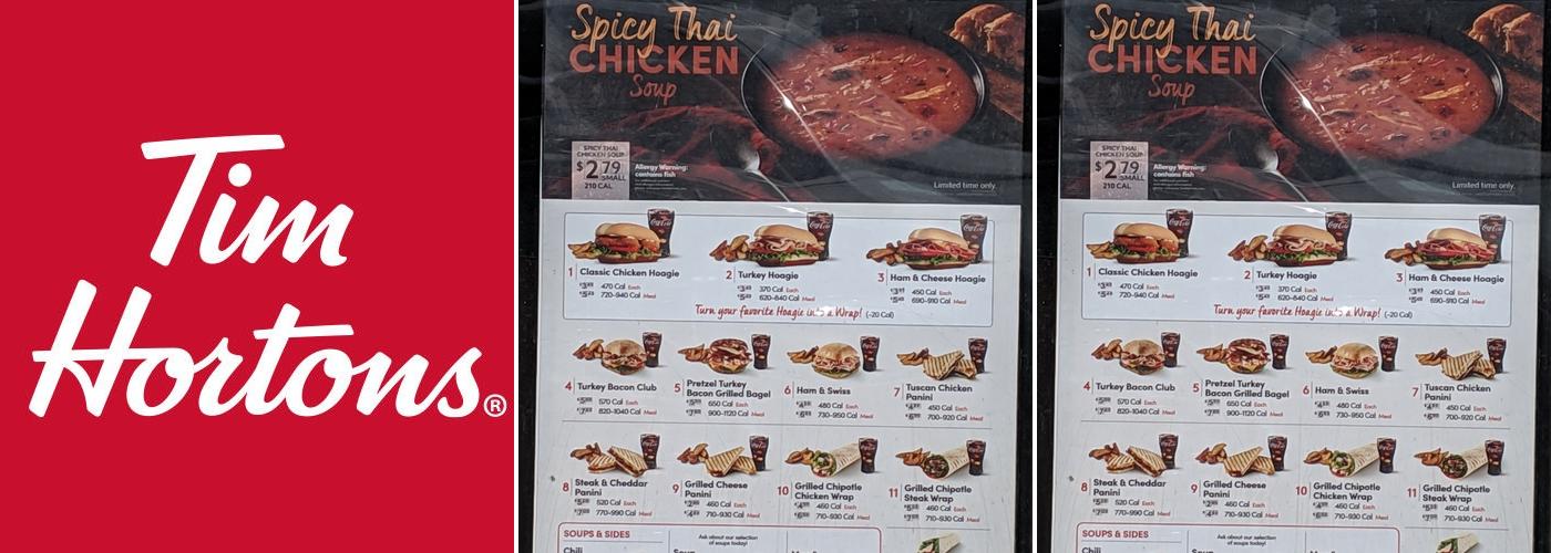 Tim Hortons Menu