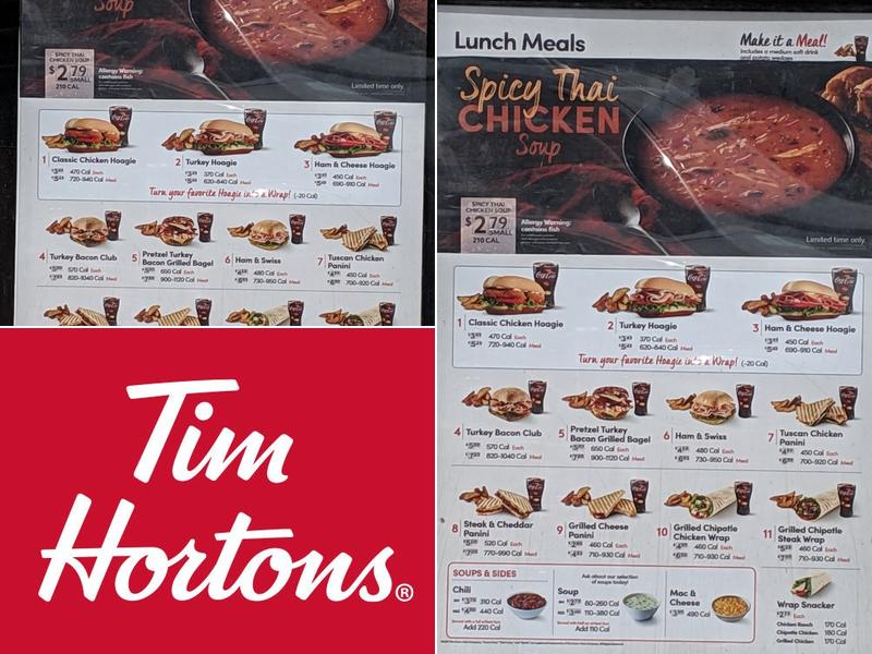 Tim Hortons Menu