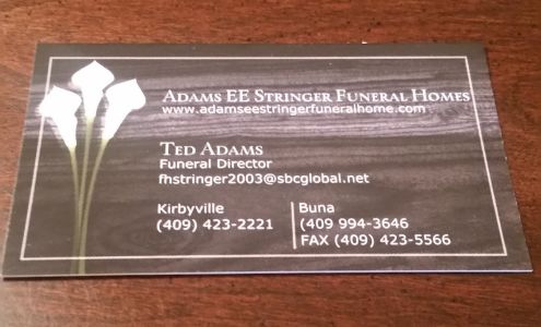 Adams EE Stringer Funeral Home 111 S Margaret Ave, Kirbyville Texas 75956
