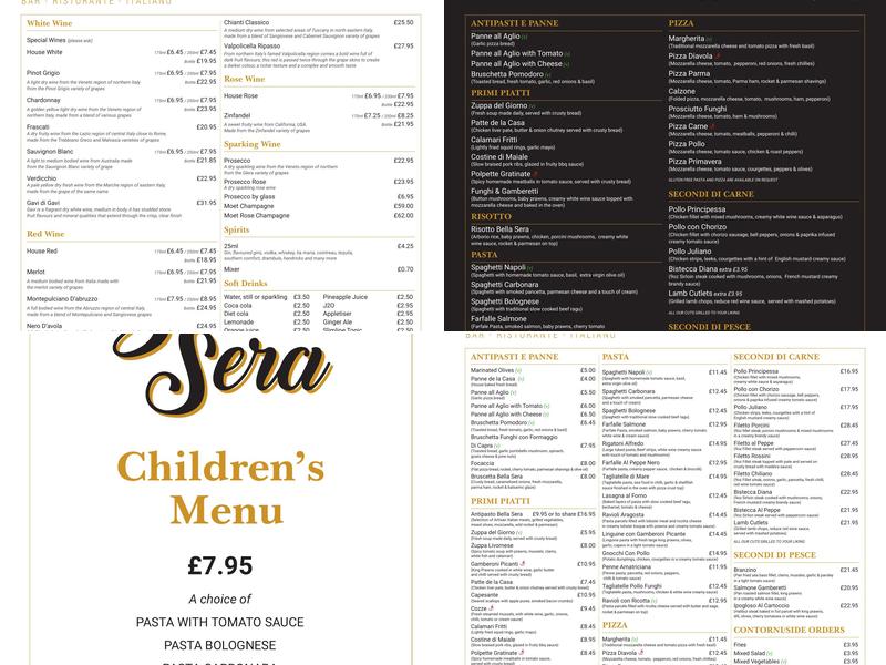 Bella Sera Menu
