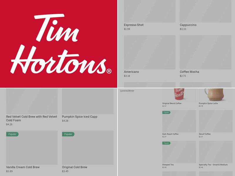 Tim Hortons Menu