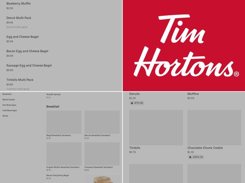 Tim Hortons Menu